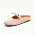 🎀 Chic Bow Accent Slip-On Flats | Soft Suede Open-Back Summer Mules
