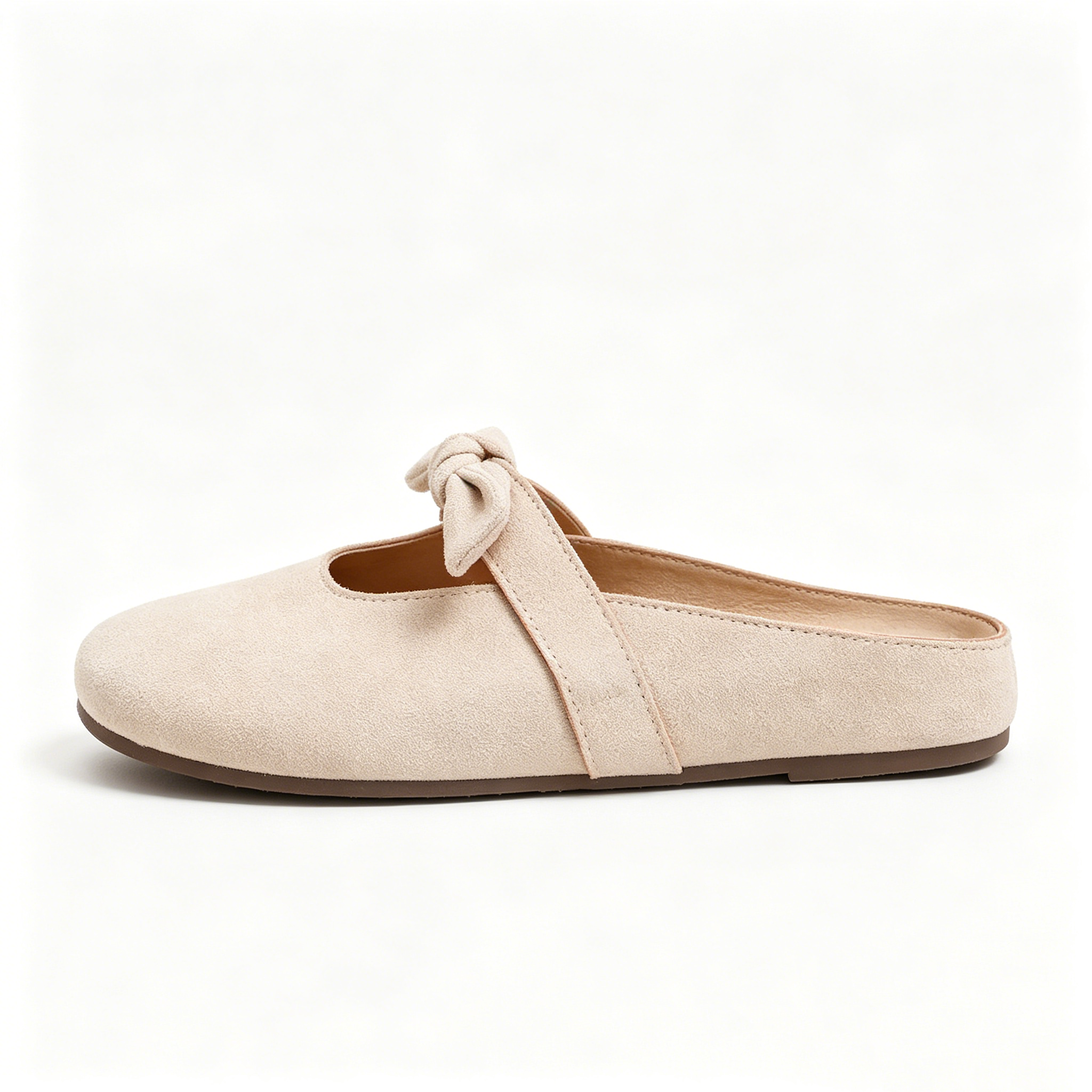 🎀 Chic Bow Accent Slip-On Flats | Soft Suede Open-Back Summer Mules