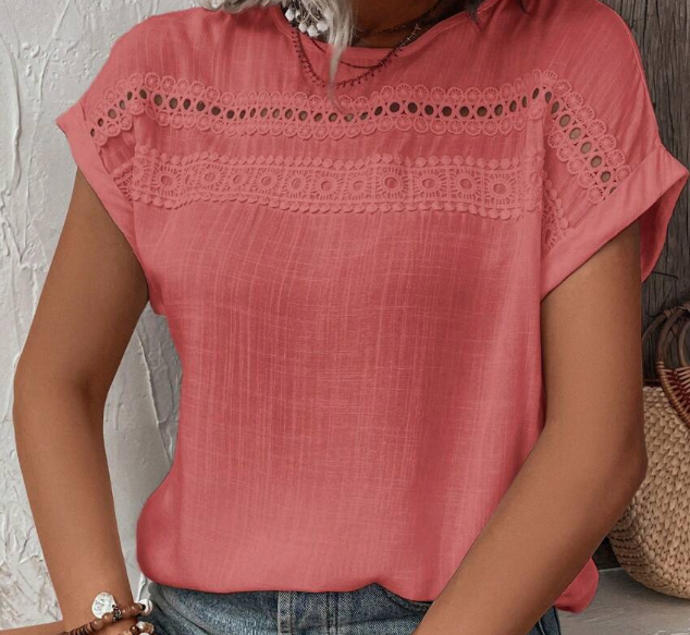Contrast Lace Batwing Sleeve